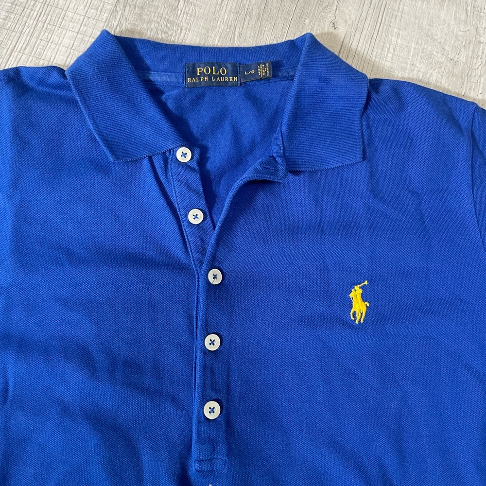 Polo Ralph Lauren women’s blue polo shirt size large stretchy cotton old money - Picture 2 of 4